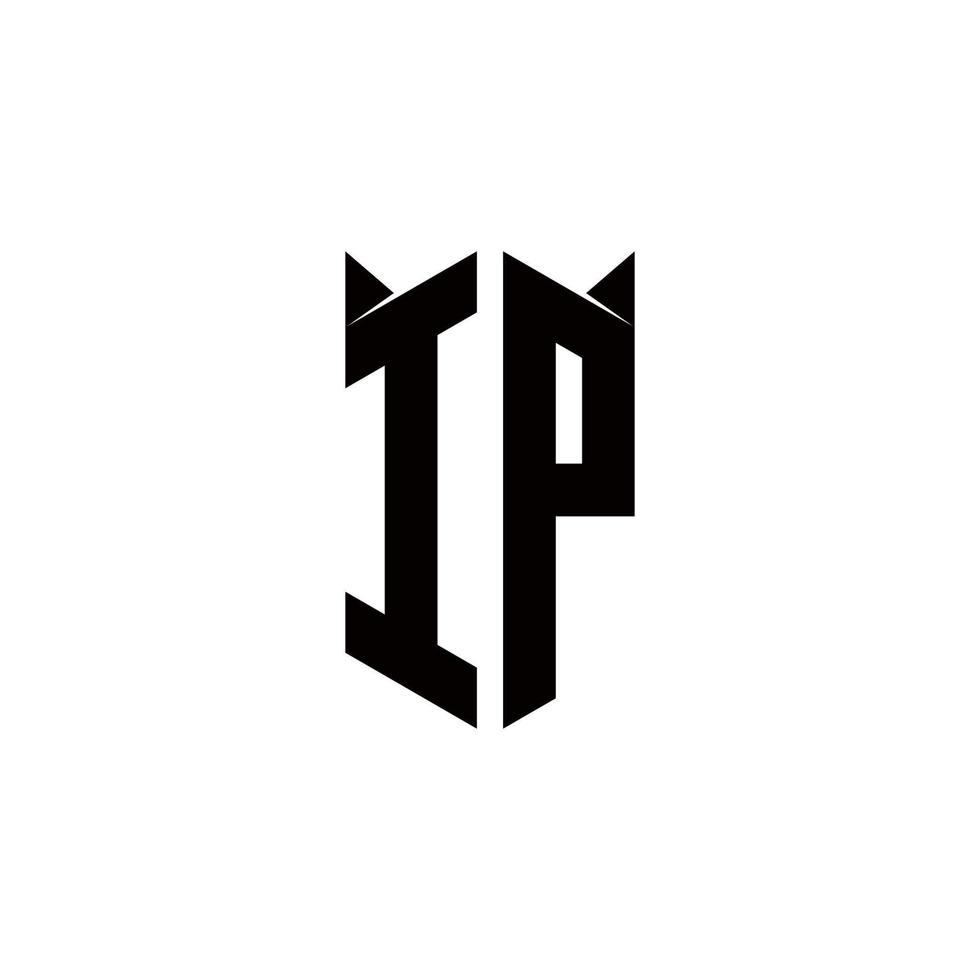 ip logotipo monograma com escudo forma desenhos modelo vetor