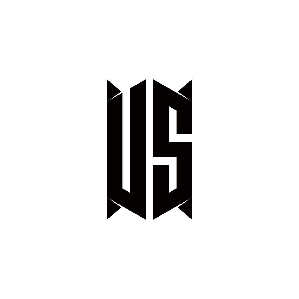 nos logotipo monograma com escudo forma desenhos modelo vetor