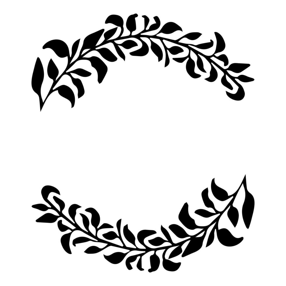 elegante moldura floral oval, silhueta de fronteira em estilo doodle desenhado à mão isolado no fundo branco. decoração de grinalda, clip-art delicado. ilustração vetorial vetor