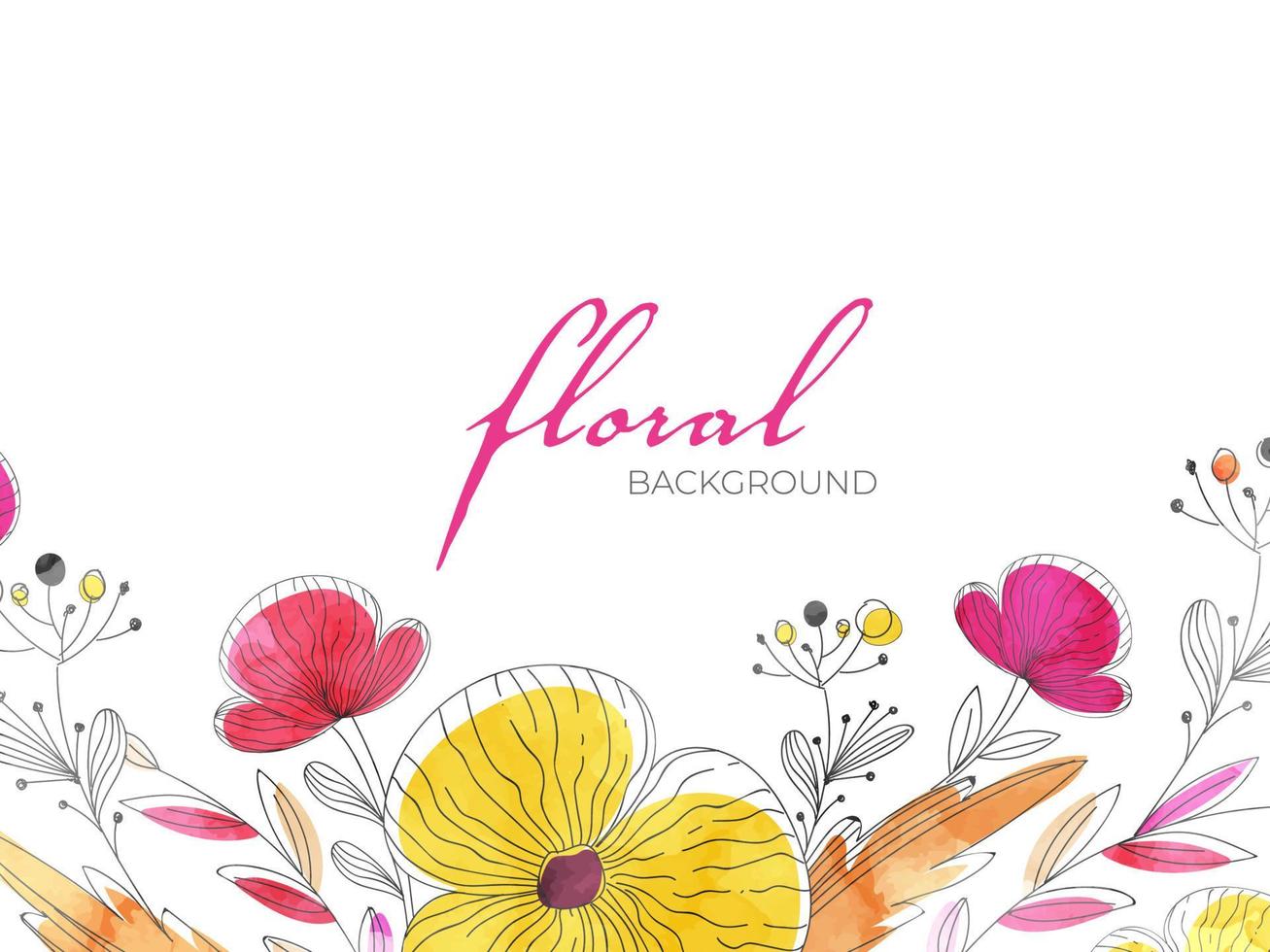 floral fundo decorado com rabisco estilo papoula flor e folhas. vetor