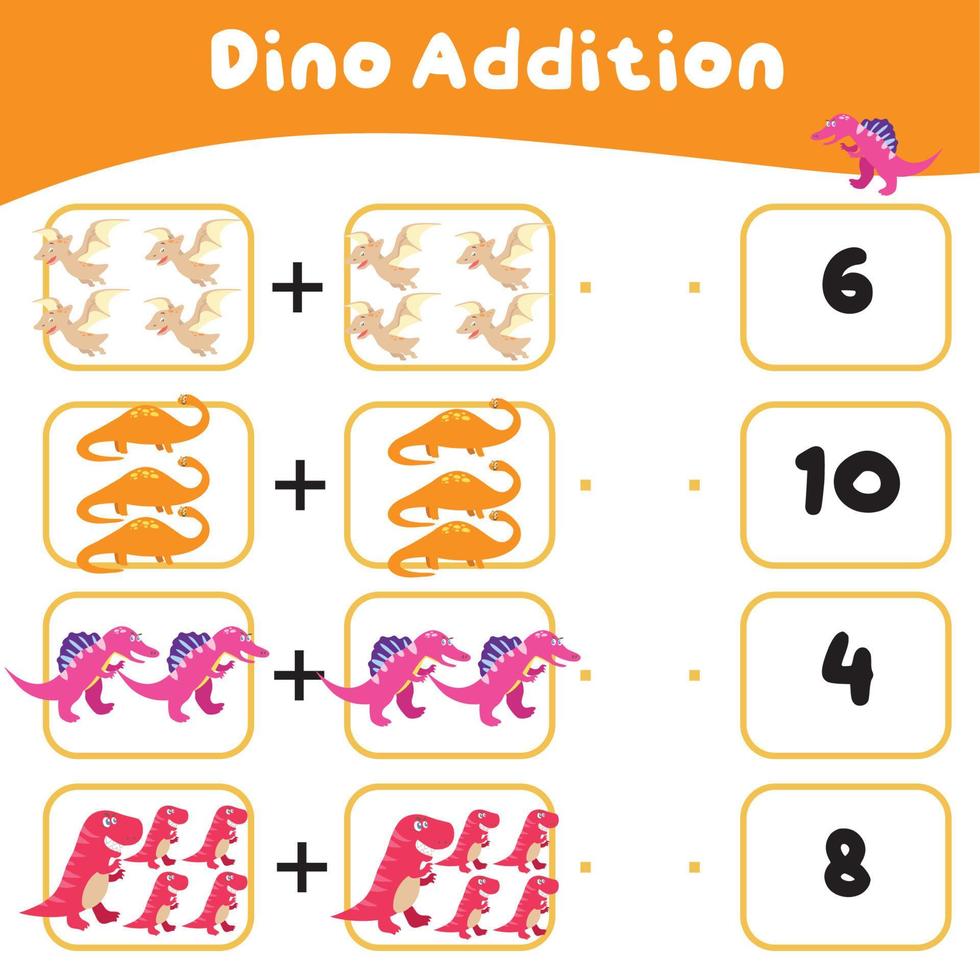 dinossauros tema matemática jogos planilha. matemático atividade