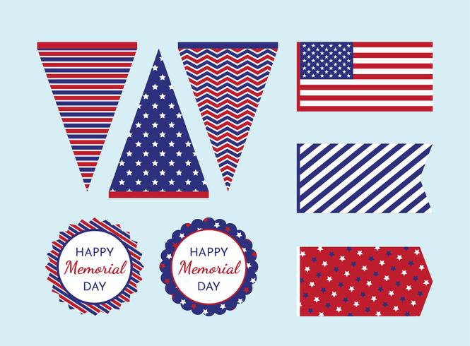 Decorações imprimíveis do Memorial Day vetor