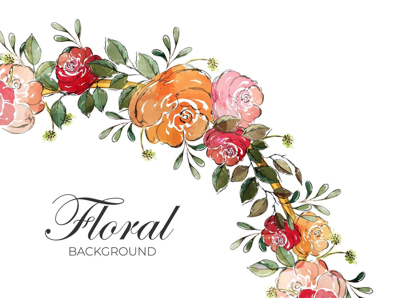 floral fundo com árvore ramo decorado rosa flores e folhas. vetor