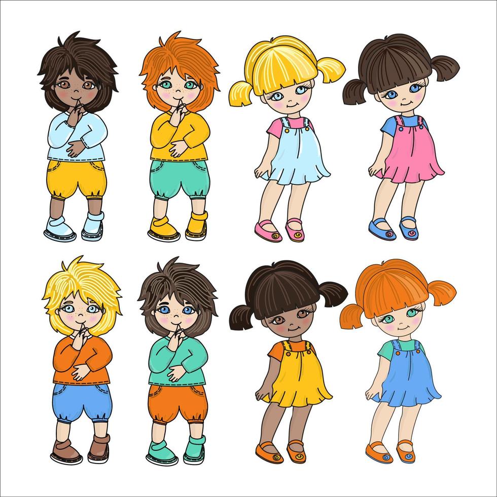 criança personagens crianças desenho animado vetor ilustração conjunto