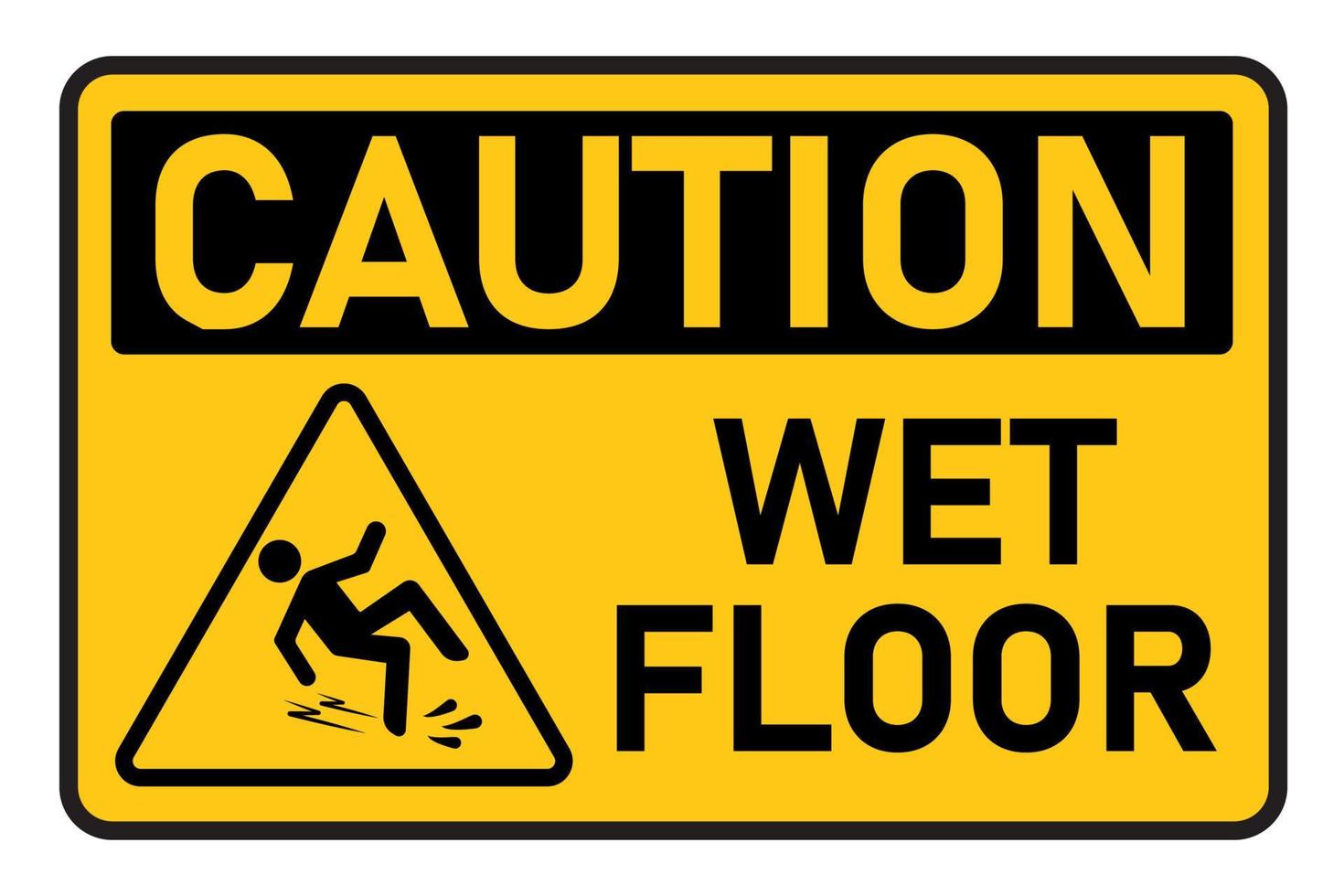 Cuidado escorregadio depois de limpeza molhado chão amarelo imprimível placa modelo Projeto ilustração vetor