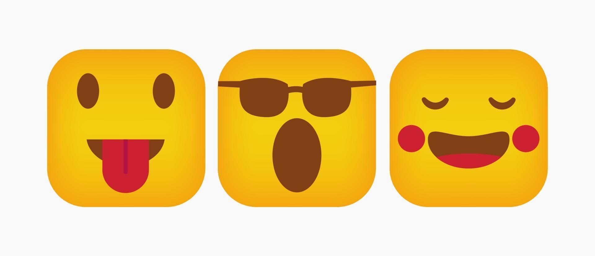 definir emoticon de design de reação quadrada - vetor