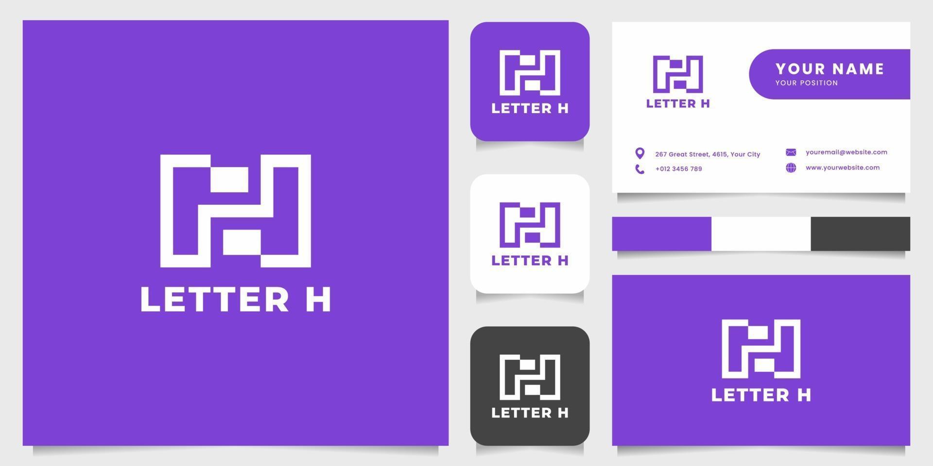 Logotipo da letra h simples e minimalista com modelo de cartão de visita vetor