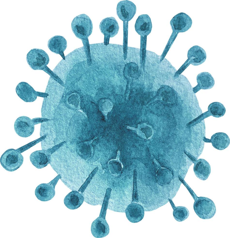 aguarela azul coronavírus célula isolado em branco vetor