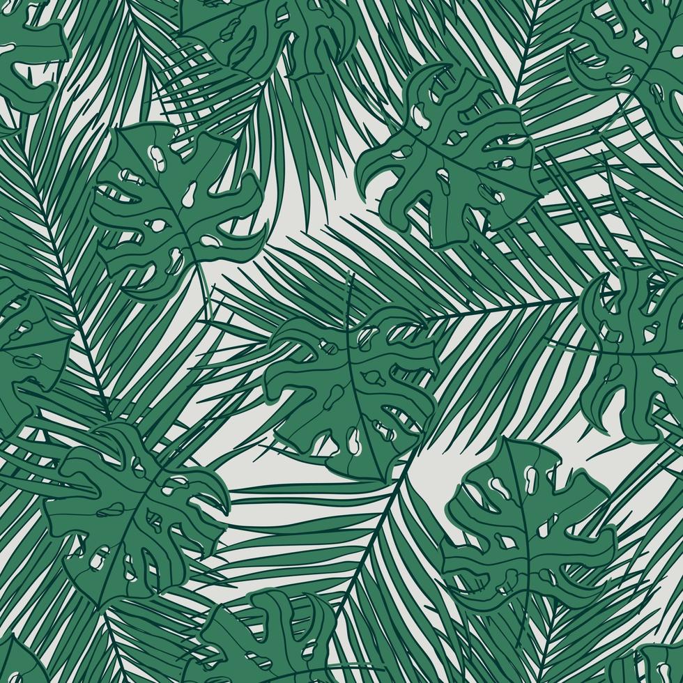 Palma e monstera folhas desatado padronizar Projeto. tropical folhas ramo e monstera verão padronizar Projeto. tropical floral padronizar fundo. na moda brasileiro ilustração. vetor