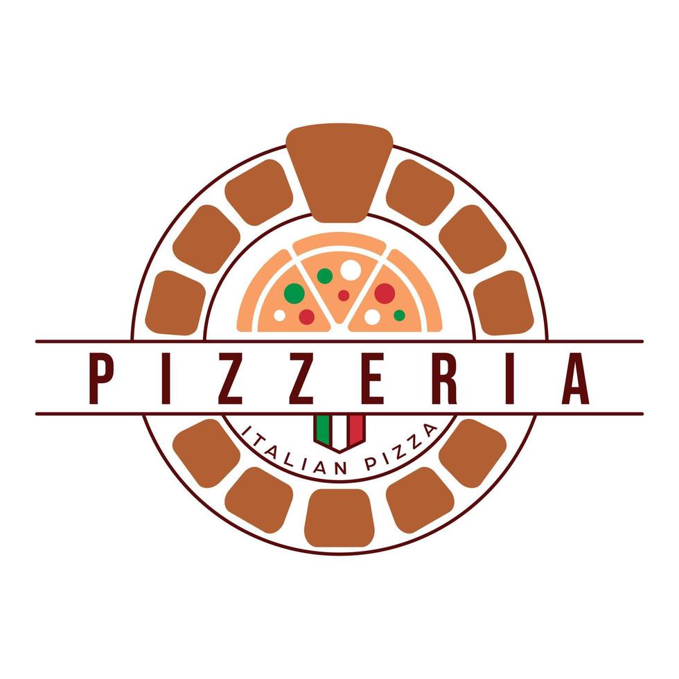 forno e pizza logotipo modelo vetor. luxo pizzaria logotipo. italiano pizza plano logotipo Projeto. vetor