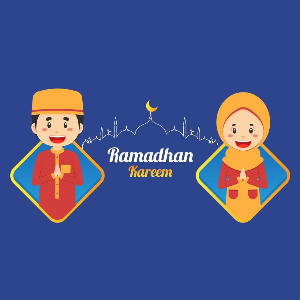 Ramadhan Kareem fundo com personagem vetor