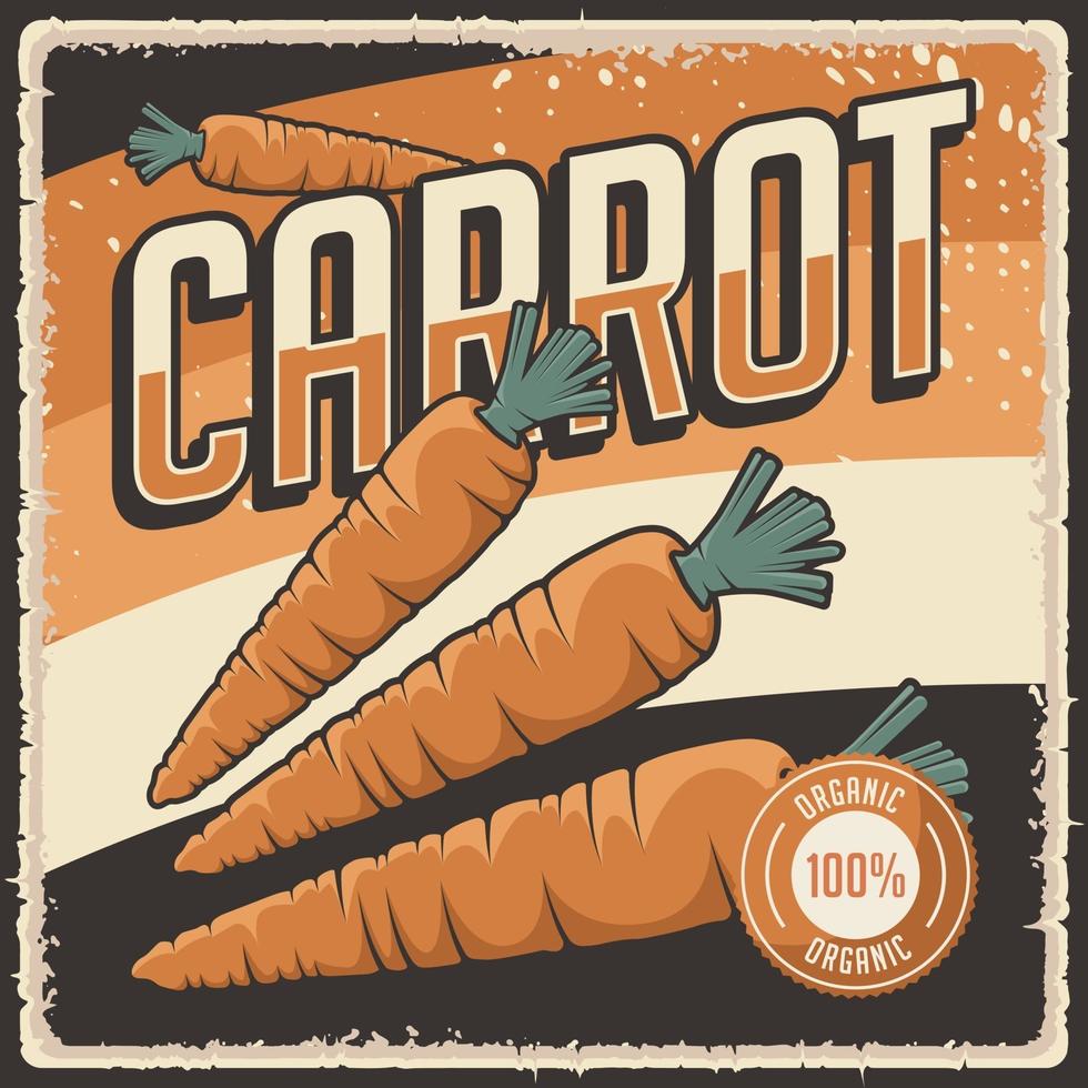 poster retro vintage de cenoura vetor
