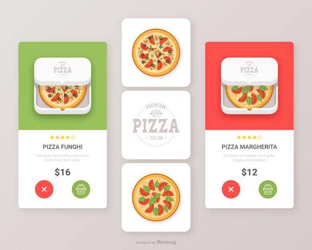 Pizza Food App Icon Vector Design de interface do usuário conjunto