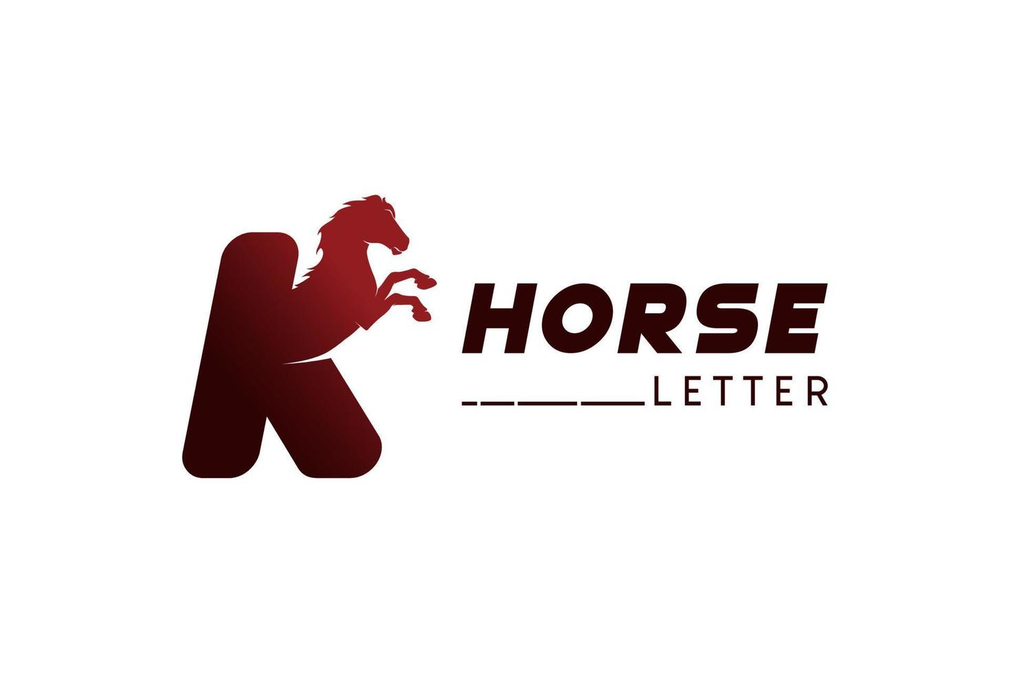cavalo logotipo Projeto inicial carta k estilo pulando vetor