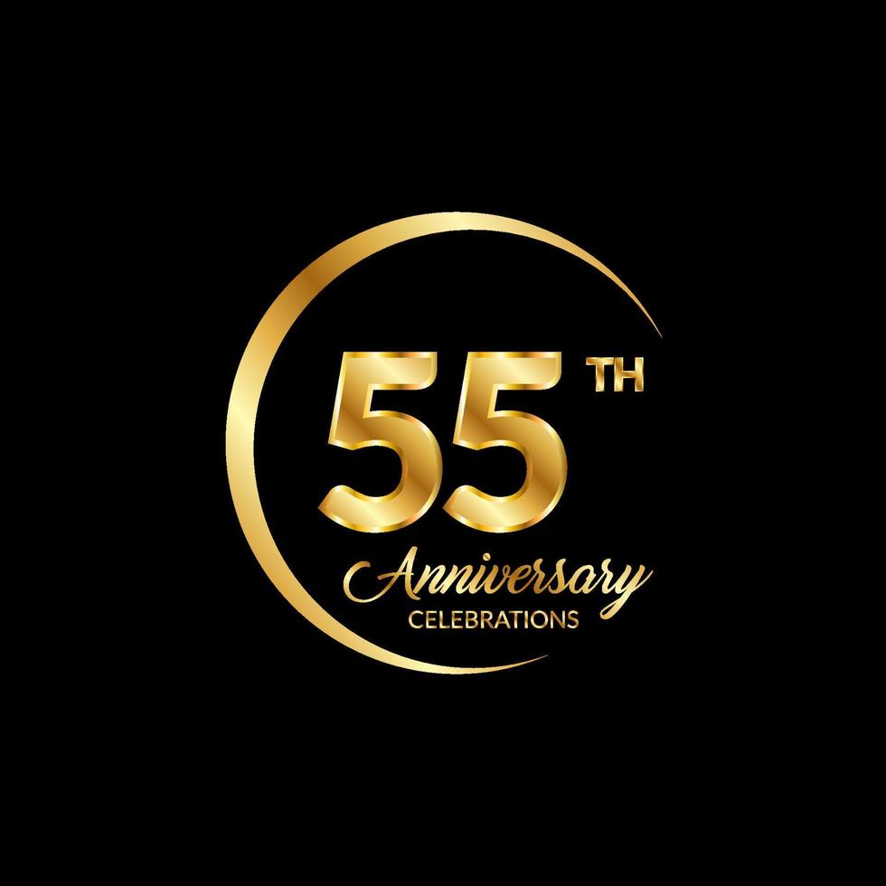 55 anos aniversário. aniversário modelo Projeto conceito com dourado número , Projeto para evento, convite cartão, cumprimento cartão, bandeira, poster, folheto, livro cobrir e imprimir. vetor eps10