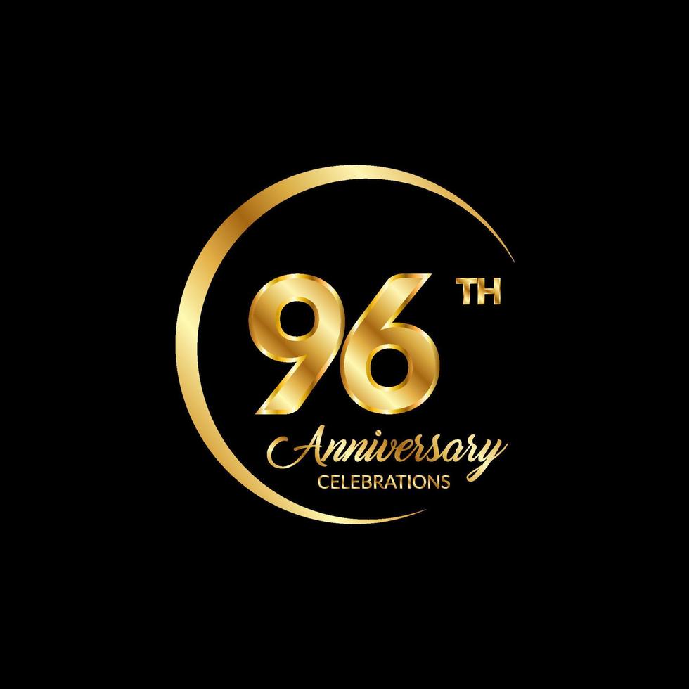 96 anos aniversário. aniversário modelo Projeto conceito com dourado número , Projeto para evento, convite cartão, cumprimento cartão, bandeira, poster, folheto, livro cobrir e imprimir. vetor eps10