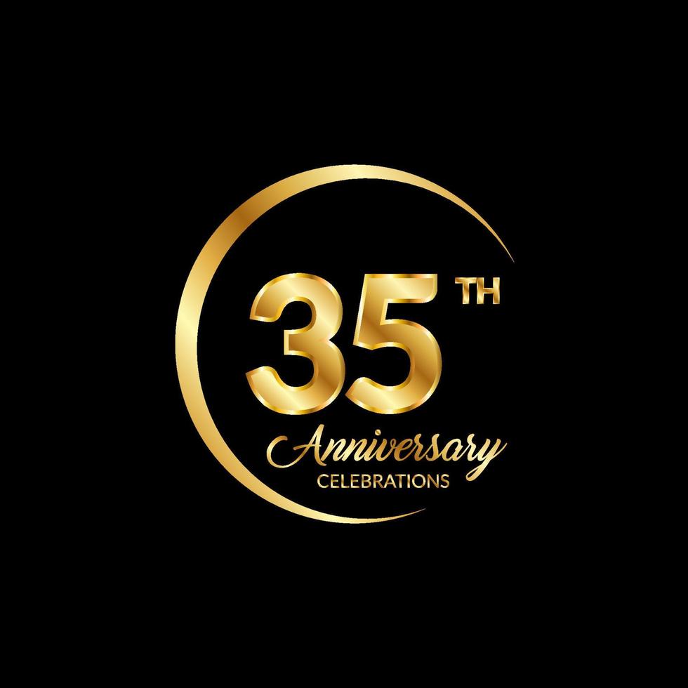 35 anos aniversário. aniversário modelo Projeto conceito com dourado número , Projeto para evento, convite cartão, cumprimento cartão, bandeira, poster, folheto, livro cobrir e imprimir. vetor eps10