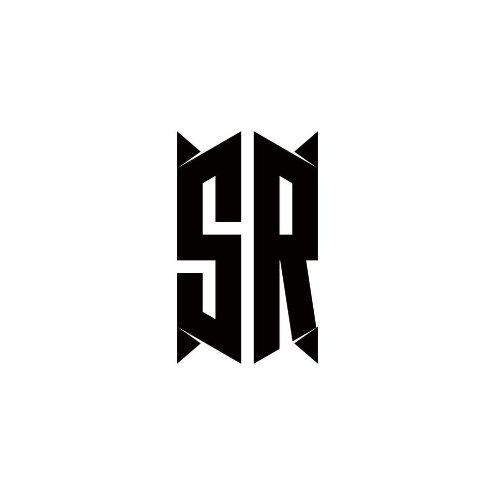 sr logotipo monograma com escudo forma desenhos modelo vetor