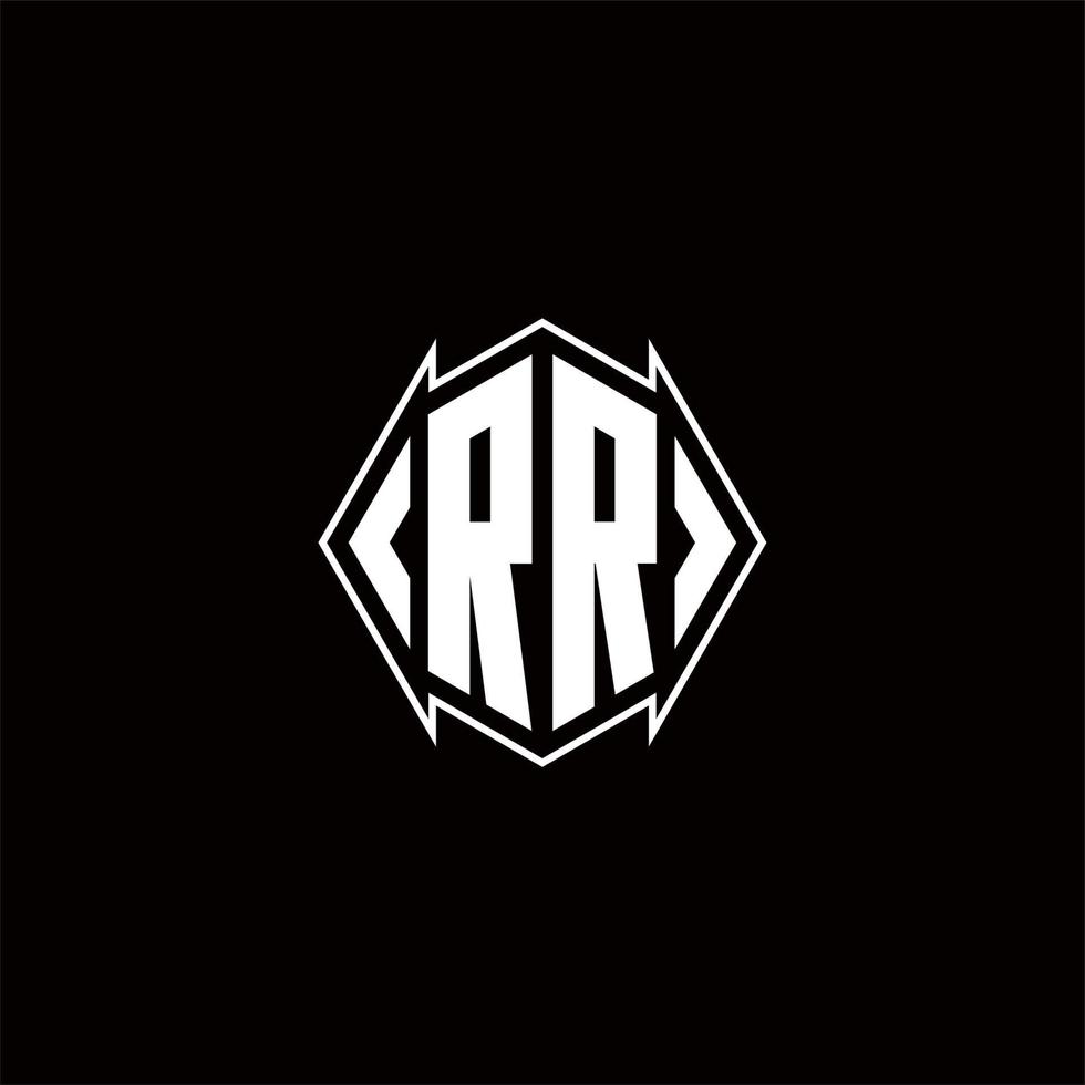 rr logotipo monograma com escudo forma desenhos modelo vetor