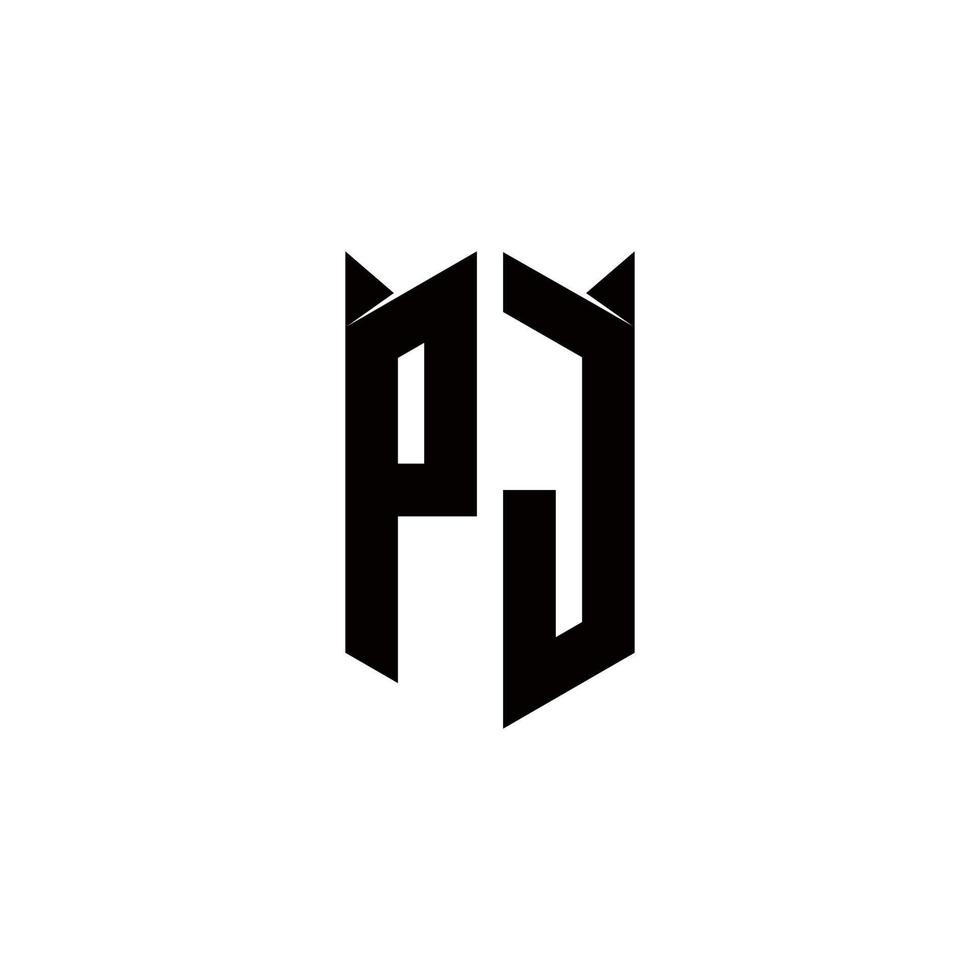 pj logotipo monograma com escudo forma desenhos modelo vetor