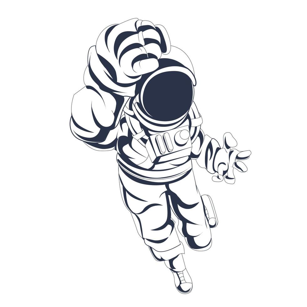 astronauta espaço arte de ilustração com tinta vetor