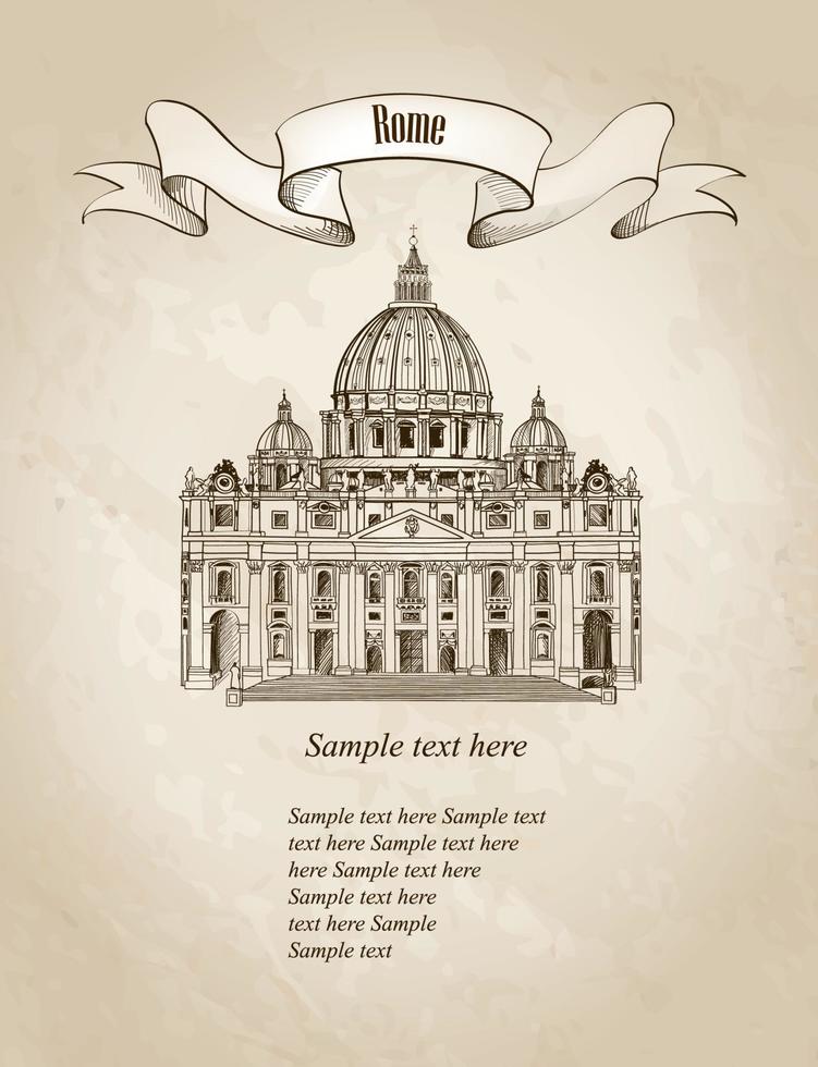 Roma, cidade, viagem, marco, catedral de são peter. vetor
