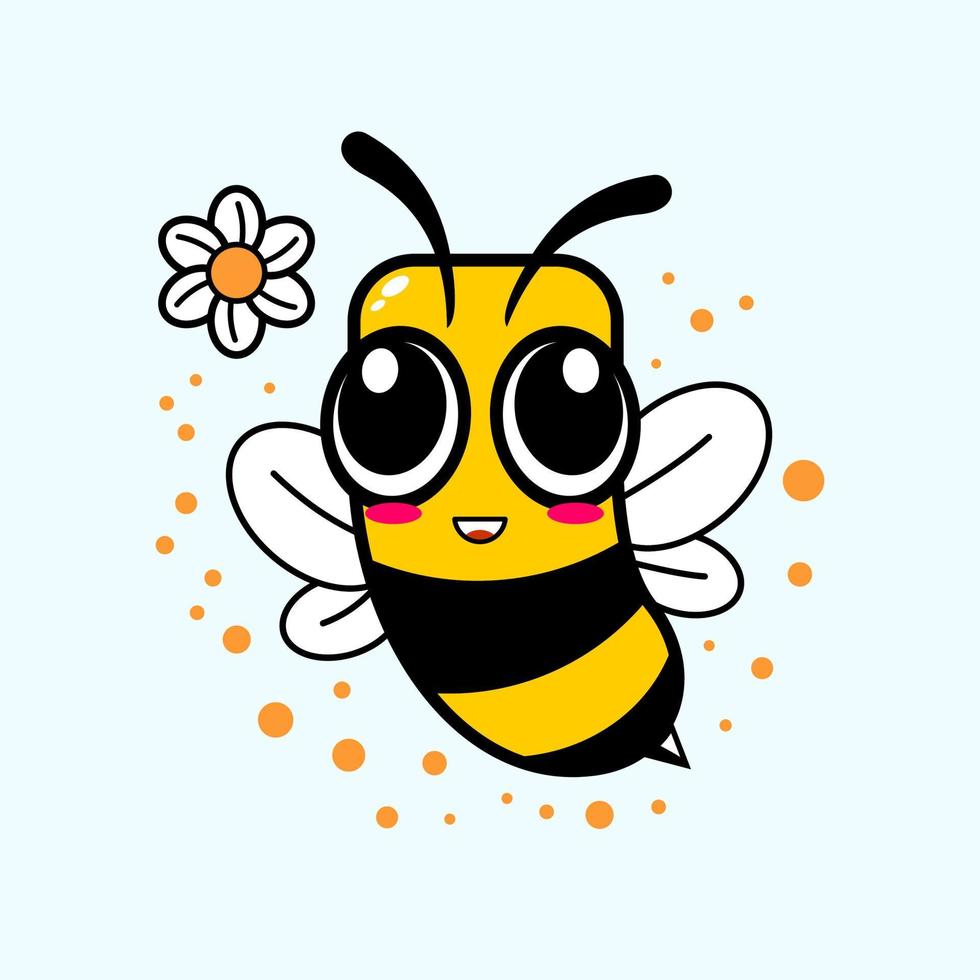 abelha fofa dos desenhos animados vetor