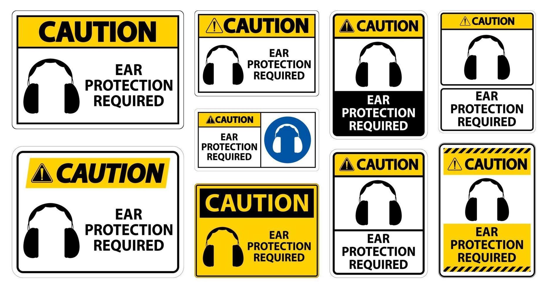 cuidado, proteção auricular necessária conjunto de símbolos vetor