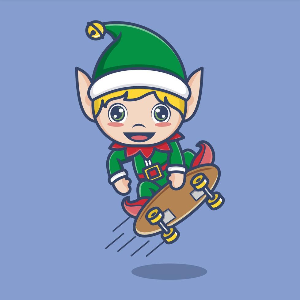 fofa desenho animado Natal duende vetor