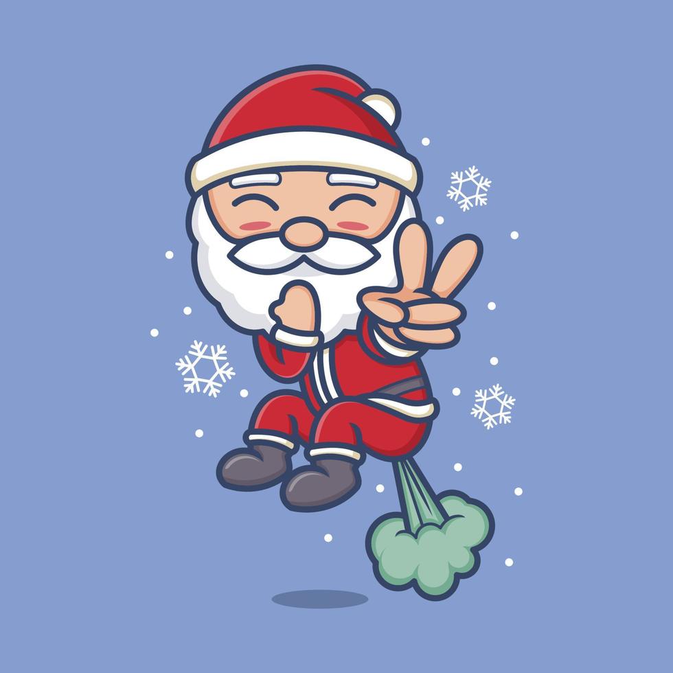 fofa desenho animado santa claus peidar vetor