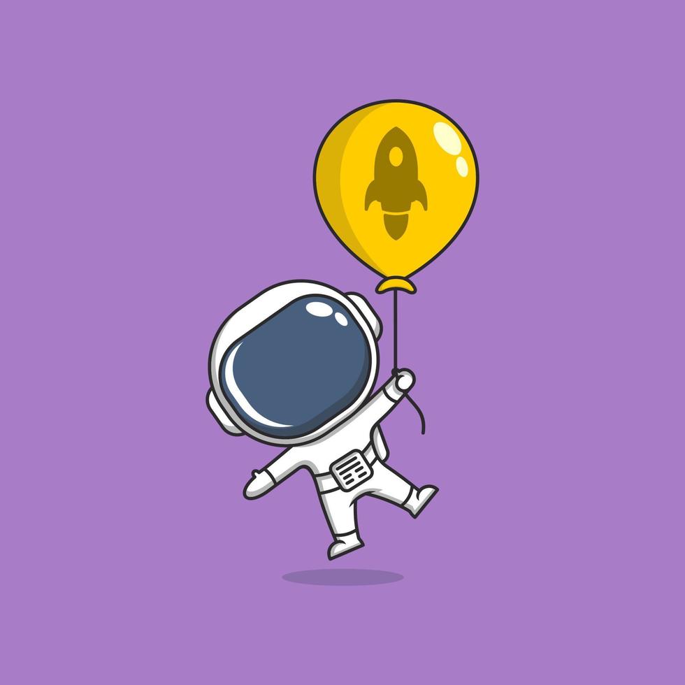 fofa desenho animado astronauta com uma balão vetor