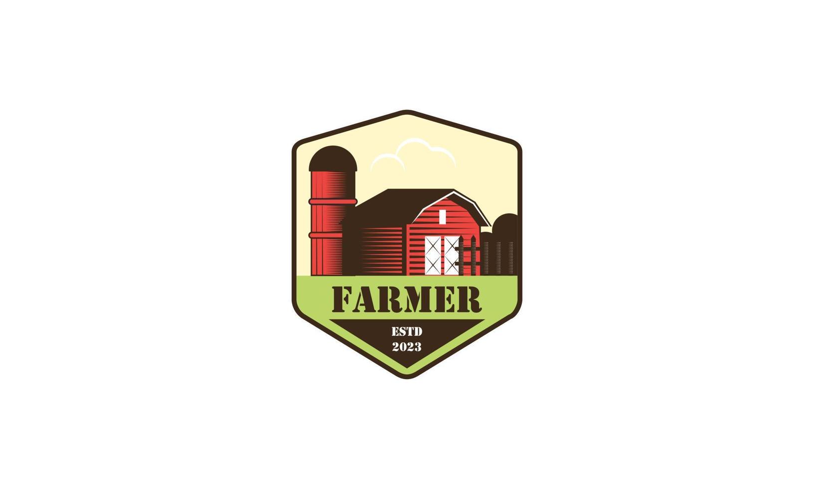 ilustração Fazenda cor logotipo dentro vintage estilo vetor