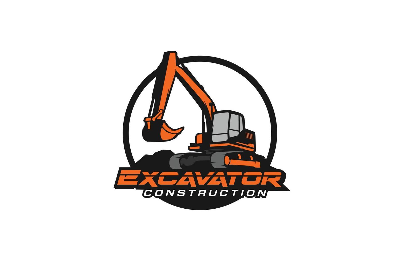 vetor de modelo de logotipo de escavadeira. vetor de logotipo de equipamento pesado para empresa de construção. ilustração de escavadeira criativa para modelo de logotipo.