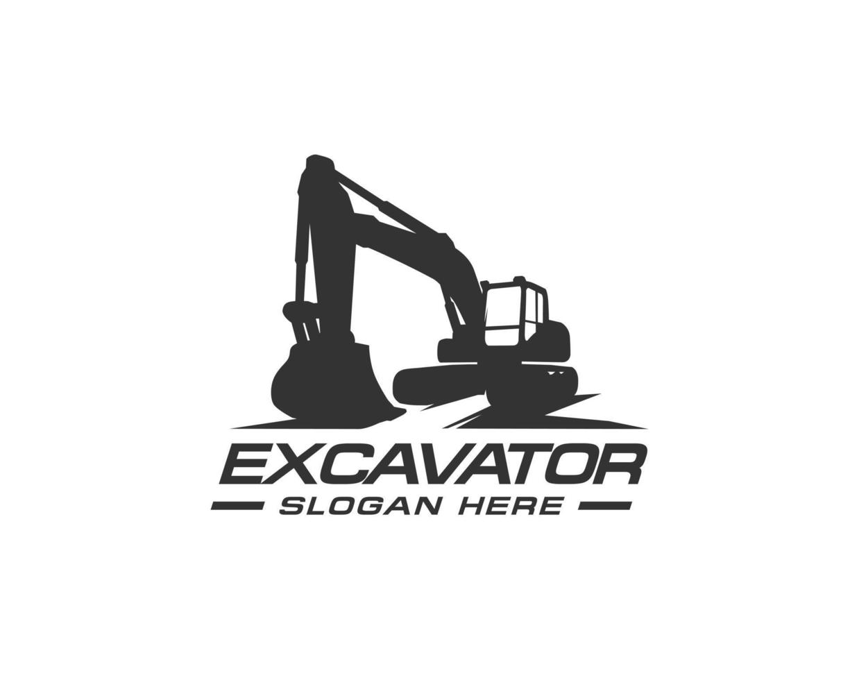 vetor de modelo de logotipo de escavadeira. vetor de logotipo de equipamento pesado para empresa de construção. ilustração de escavadeira criativa para modelo de logotipo.