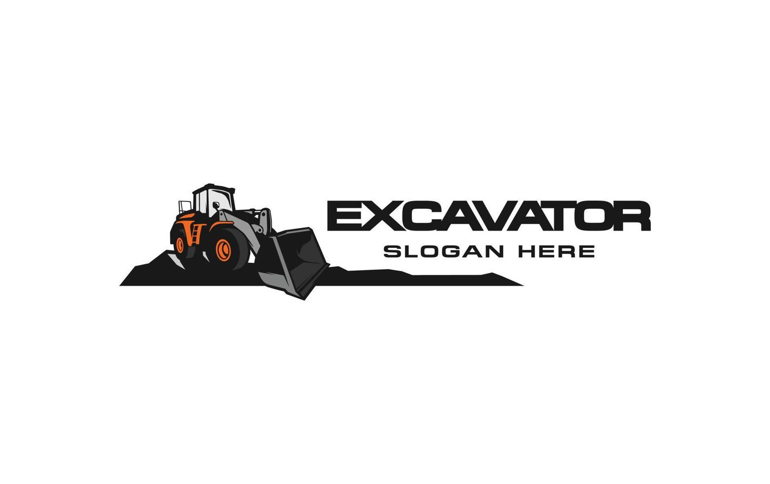 escavadora carregador logotipo modelo vetor. pesado equipamento logotipo vetor para construção empresa. criativo escavadora ilustração para logotipo modelo.