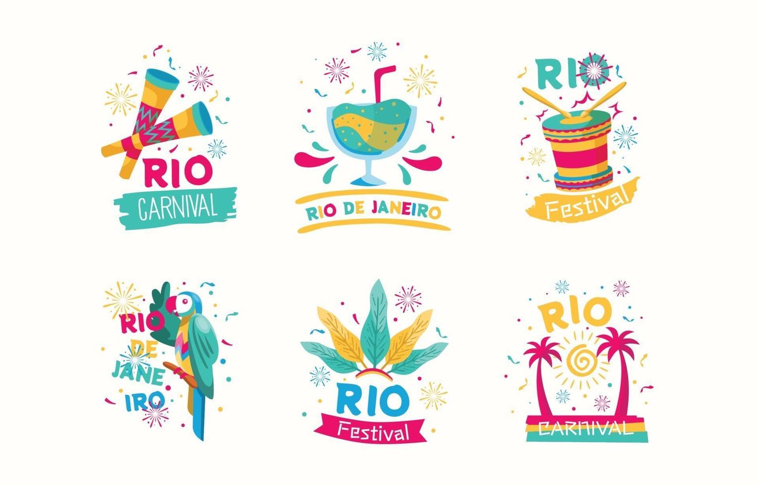 modelo de conjunto de adesivos brasileiros do rio de janeiro. vetor