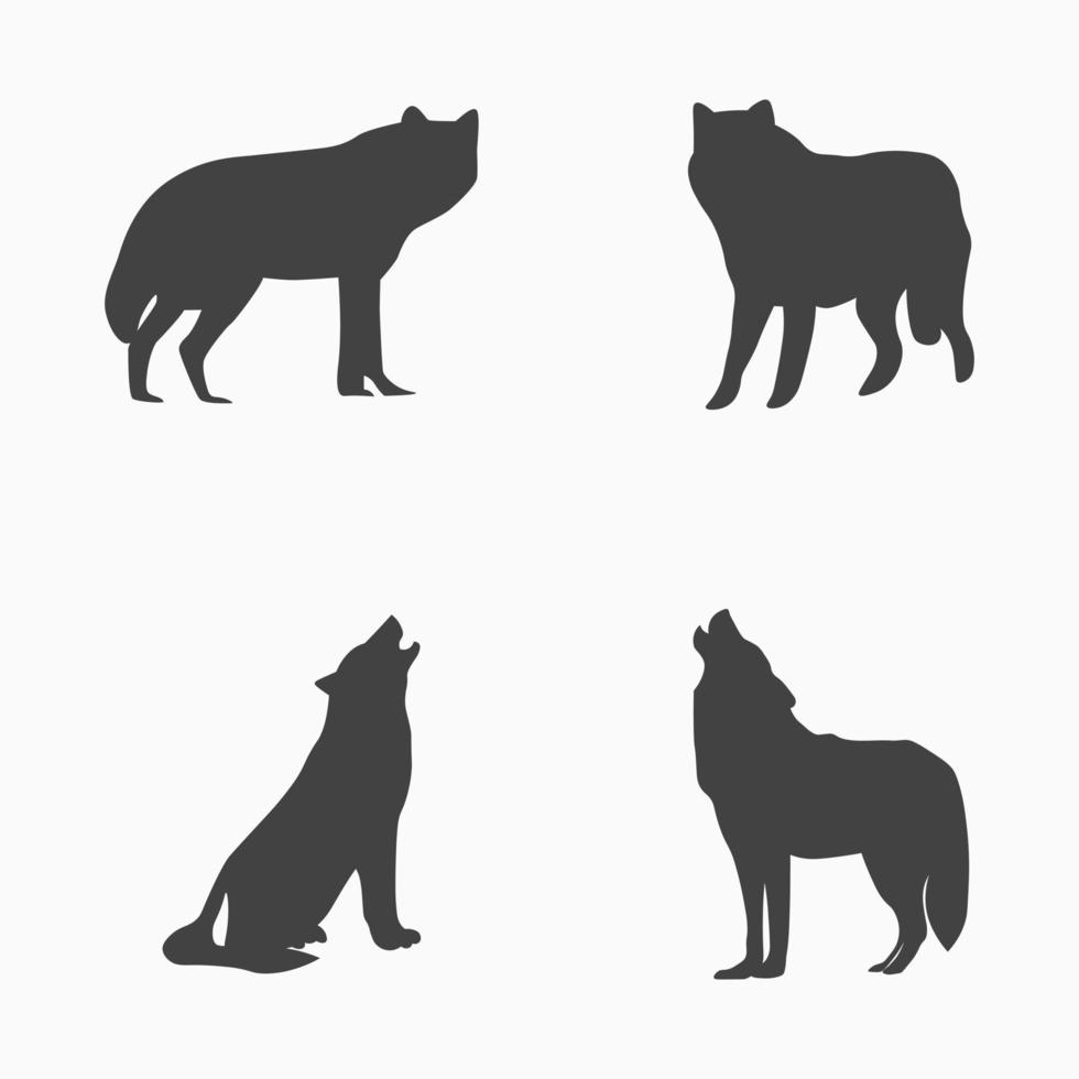 coleção de ilustração vetorial de silhuetas de animais de lobo vetor