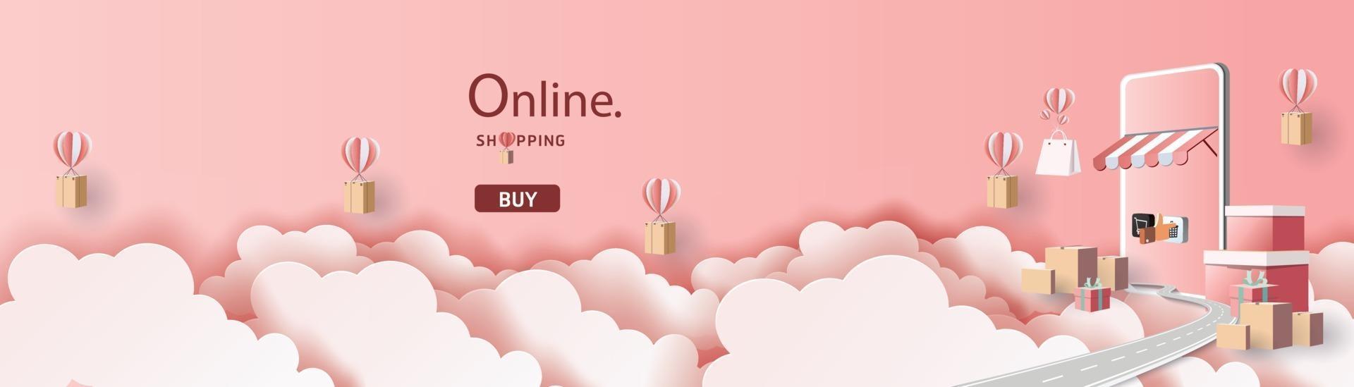 banner de venda para compras online no smartphone vetor