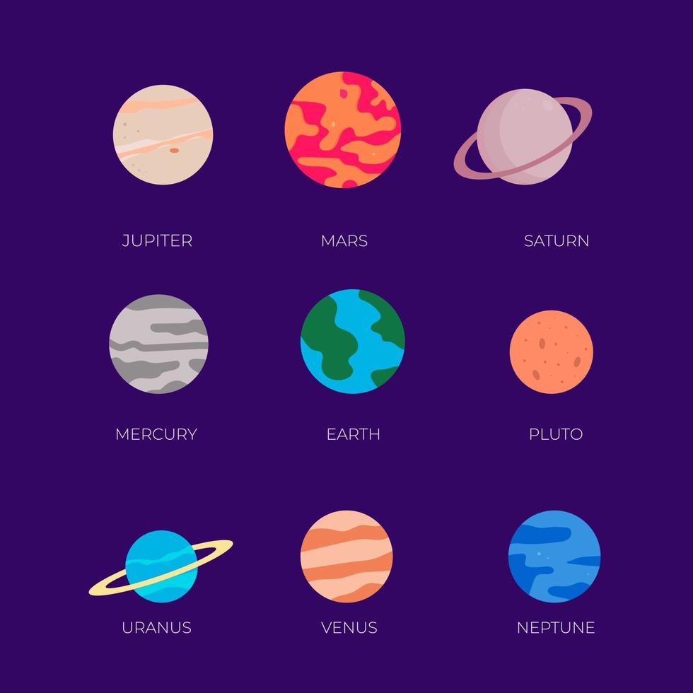 conjunto de planetas coloridos para livro infantil ou decoração. vetor