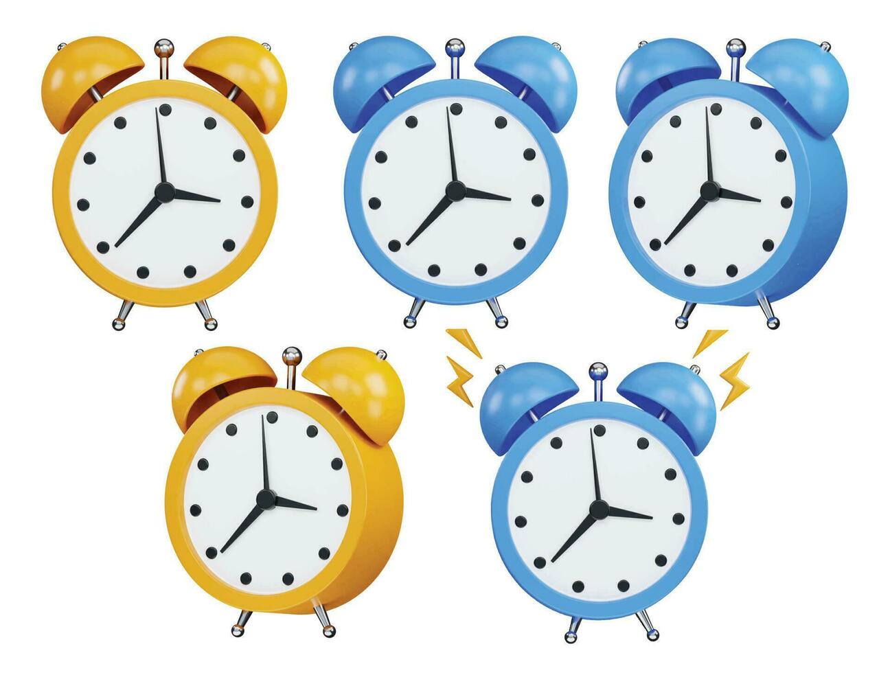 alarme relógio conjunto 3d vetor ícone