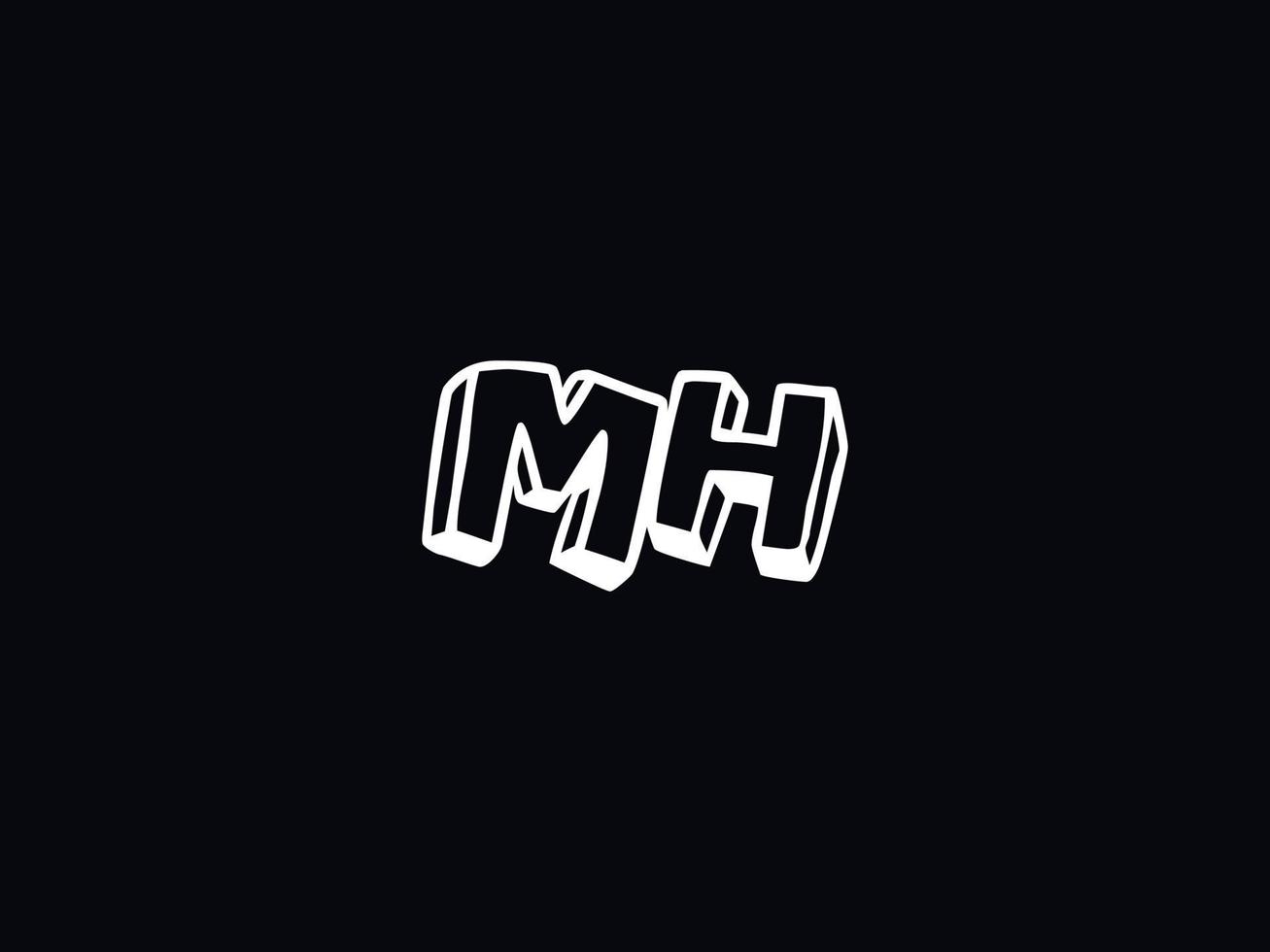 tipografia mh logotipo ícone, Preto branco mh cor logotipo carta vetor