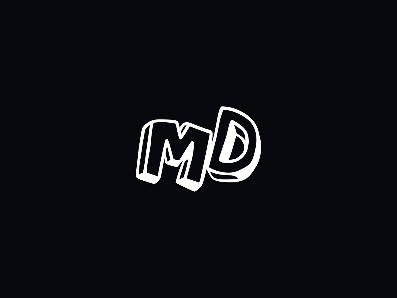 tipografia md logotipo ícone, Preto branco md cor logotipo carta vetor