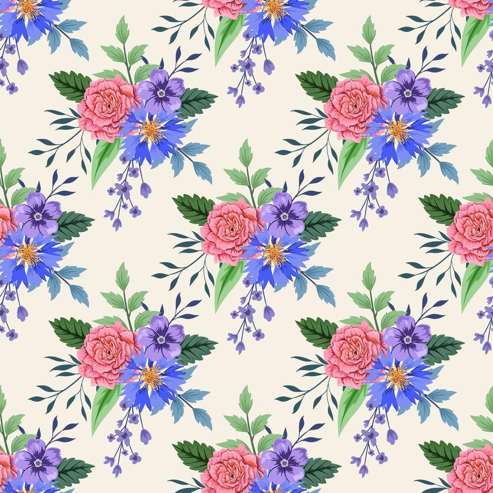 padrão sem emenda com ilustração de design floral botânico colorido. vetor