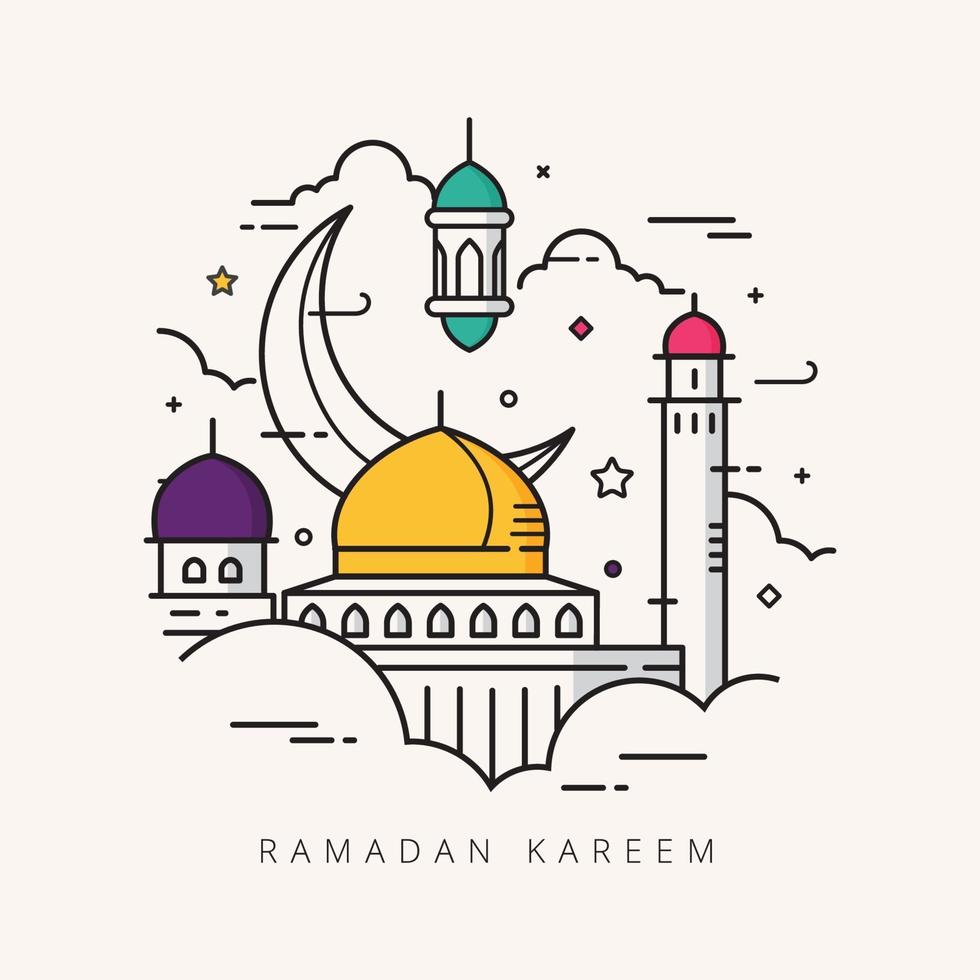 ilustração em vetor ramadan kareem doodle desenhado à mão