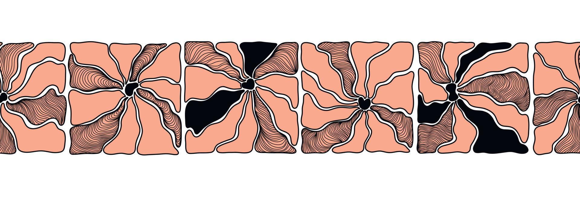 uma fronteira com monocromático abstrato floral elementos, uma moderno botânico ilustração dentro uma minimalista Matisse estilo. floral gráfico vetor padronizar