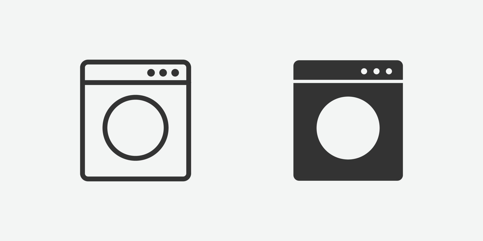 Ilustração em vetor de ícone de máquina de lavar definido em fundo cinza para site e aplicativo móvel