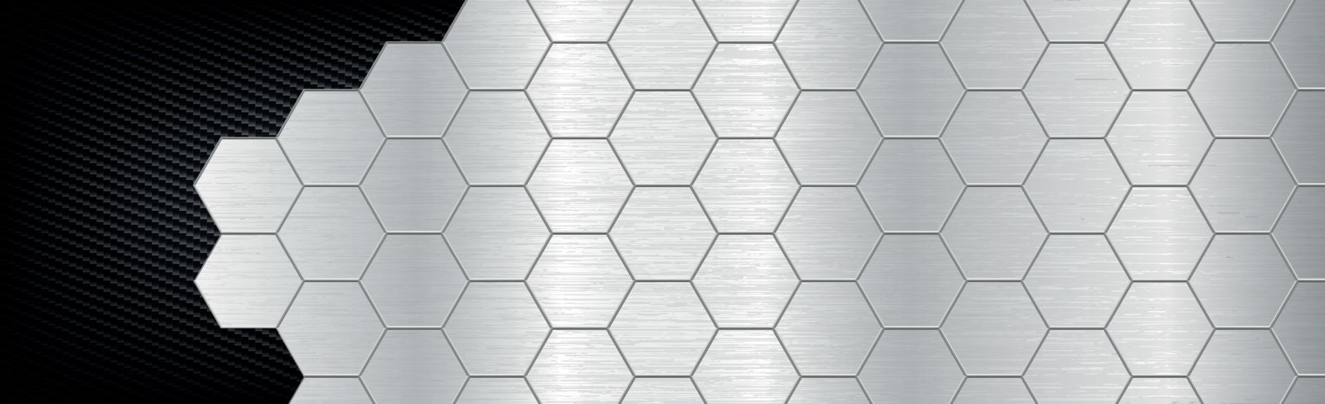 hexágonos de fundo abstrato de metal e fibra de carbono - ilustração vetorial vetor