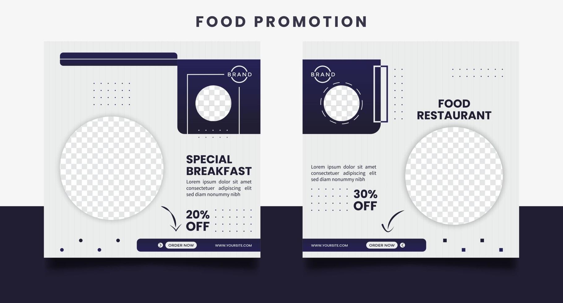 promoção de mídia social alimentar e modelos de design de postagem de banner. vetor