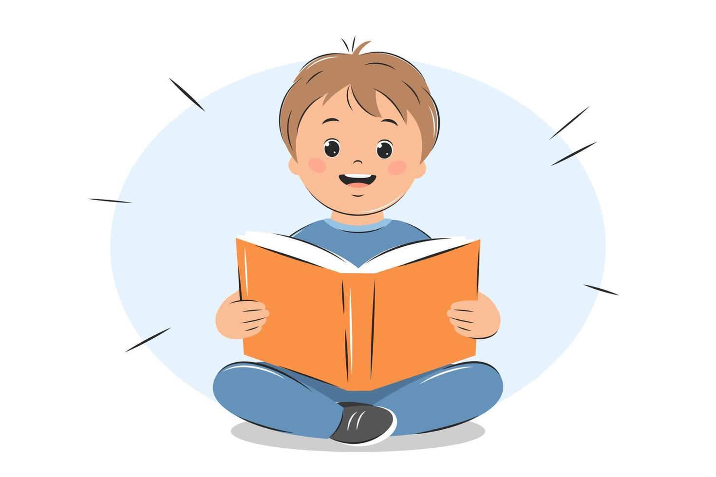 menino garoto lendo livro. conceito de conhecimento e educação. ilustração vetorial vetor