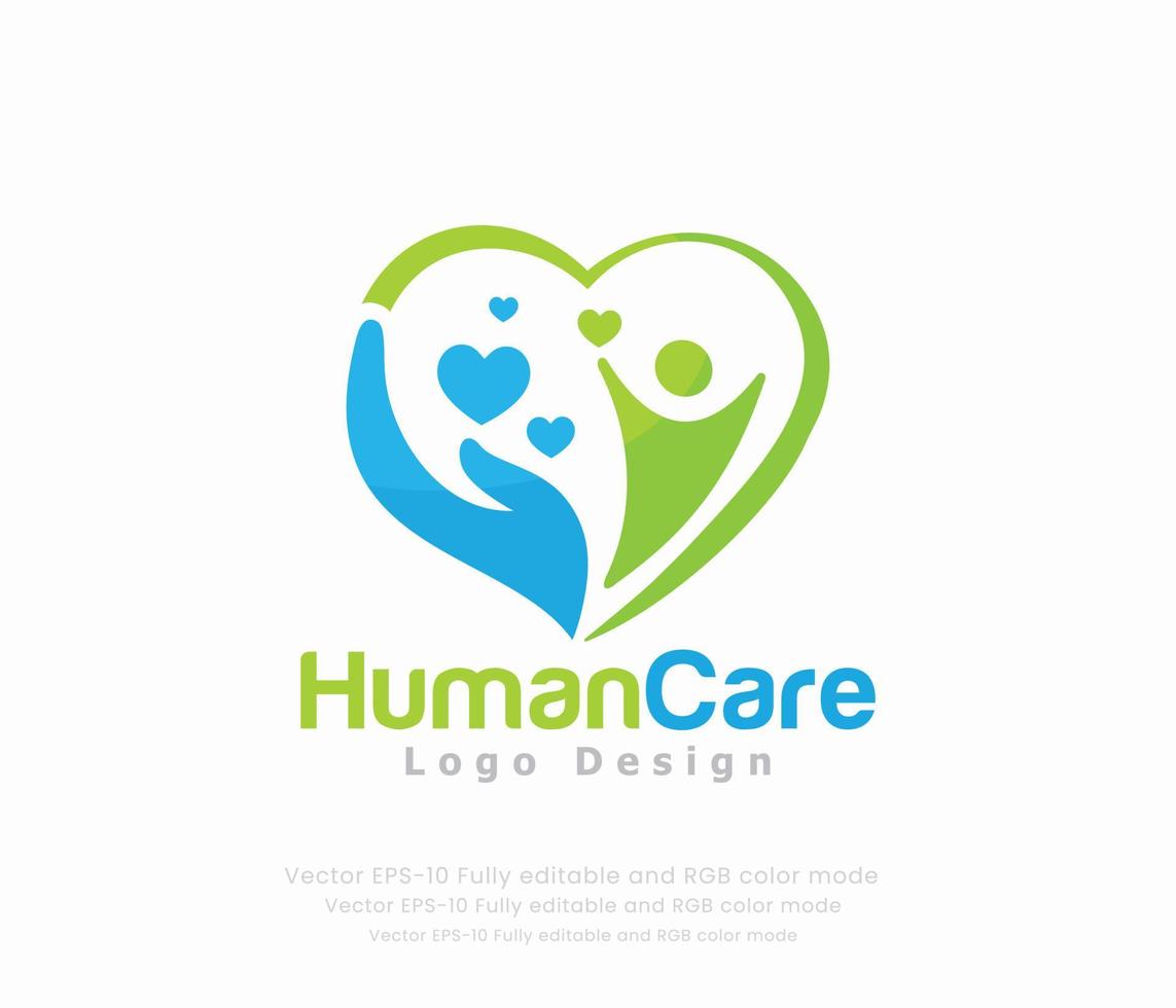 humano Cuidado logotipo Projeto com uma coração e uma casal segurando mãos vetor